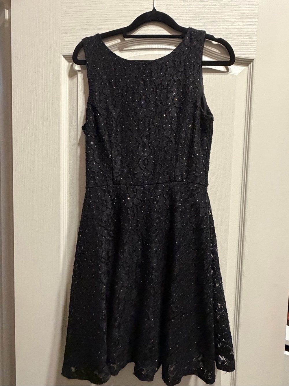 Speechless Black Lace Midi Dress with Subtle Sparkle